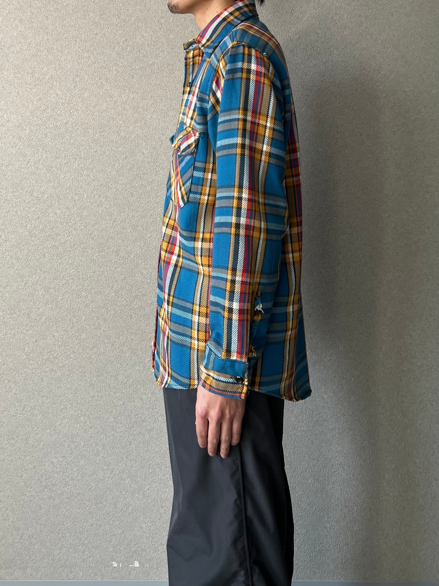 70's〜 UNKNOWN open collar flannel shirt