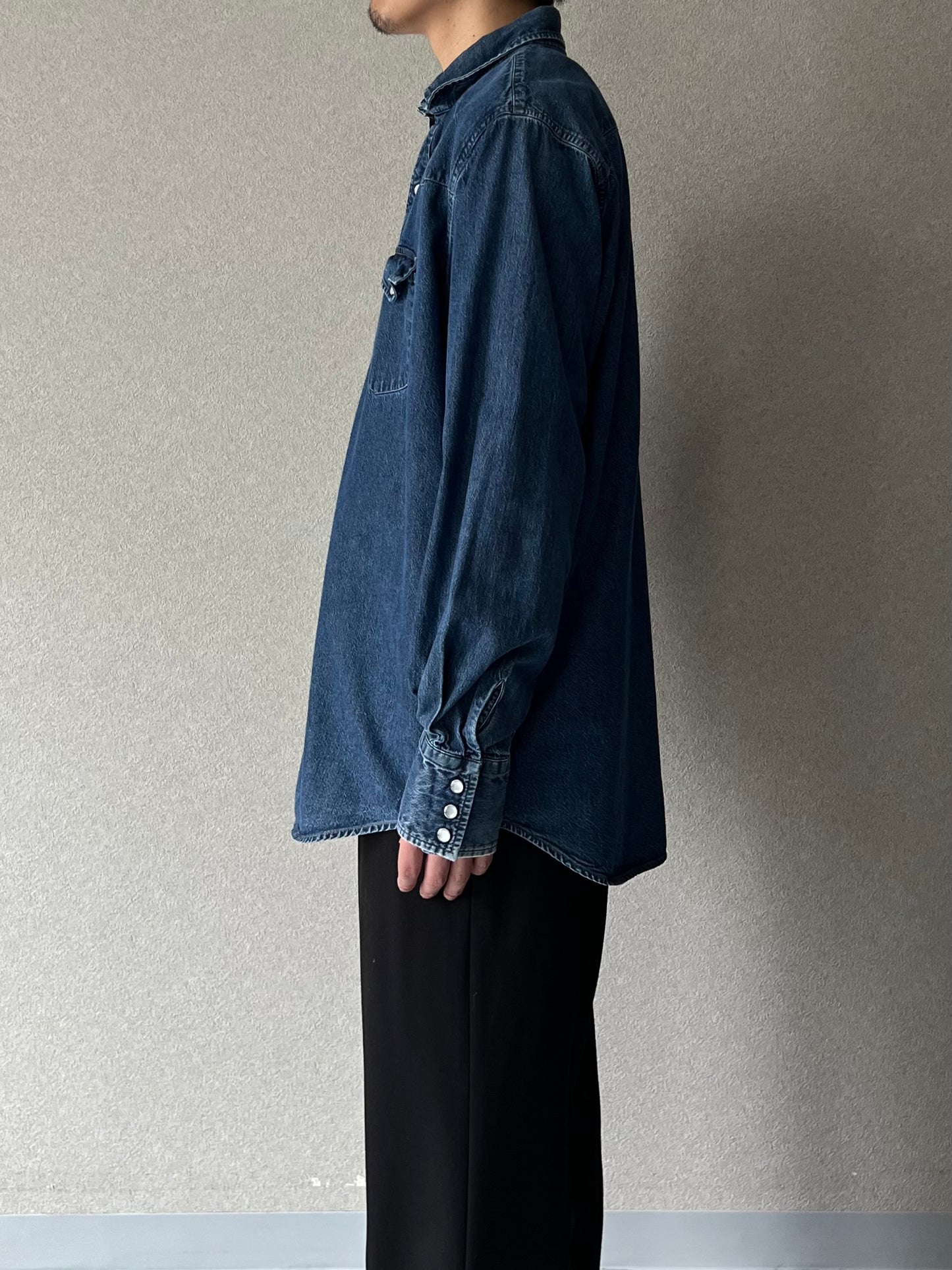 00's LANDS' END denim western shirt