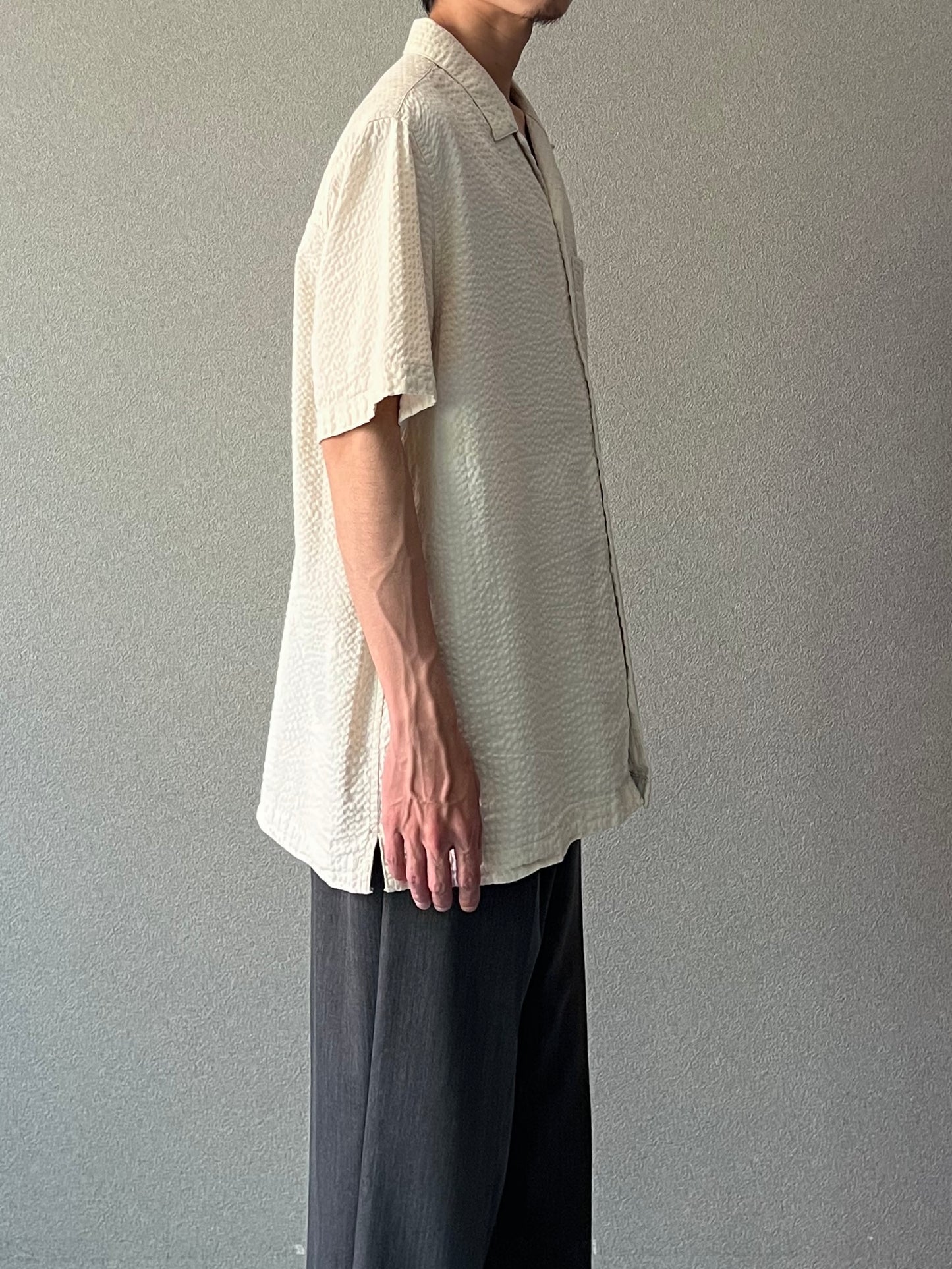 00's GAP seersucker open collar shirt