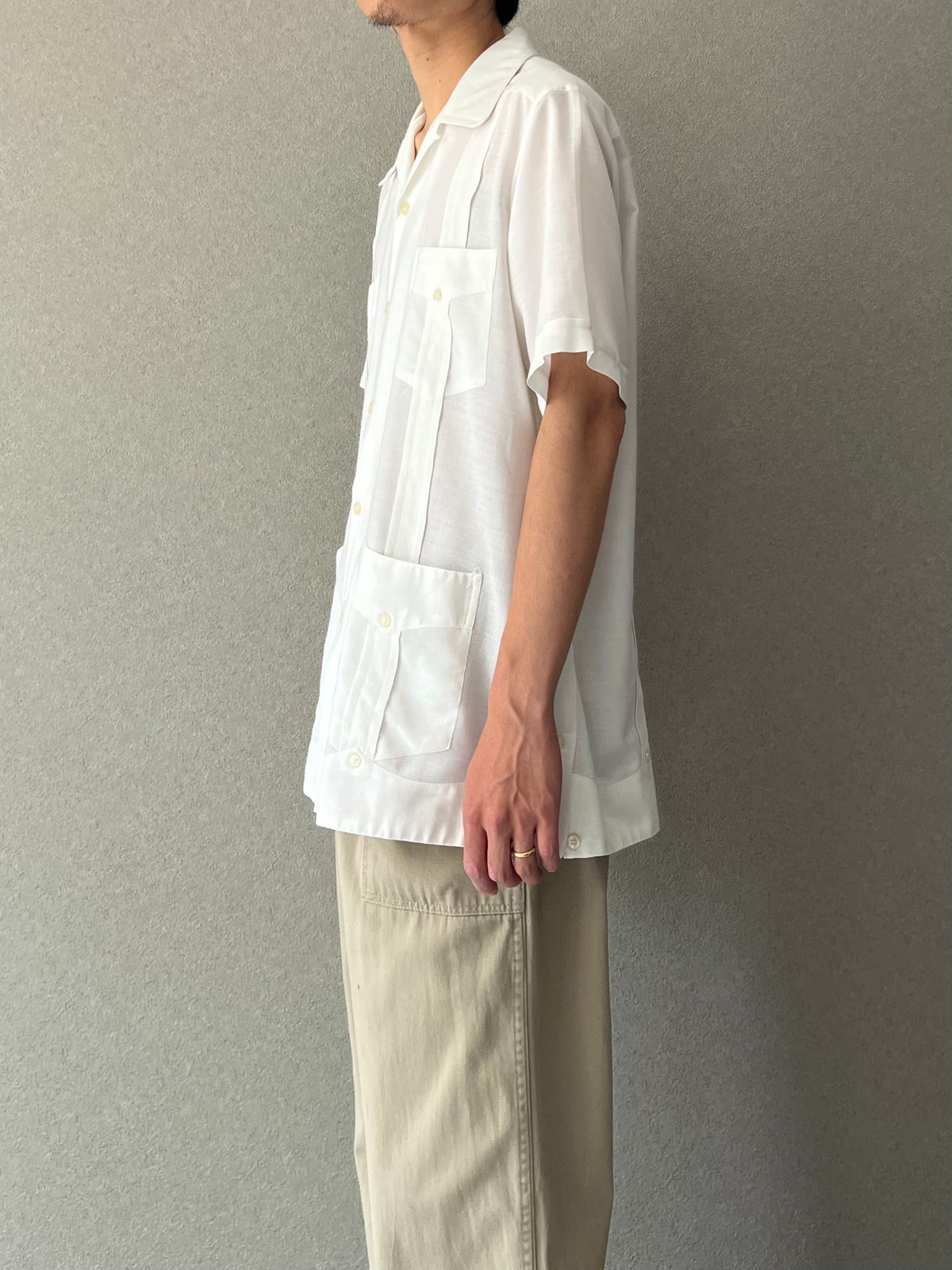 70's〜 Presuel open collar guayabera shirt