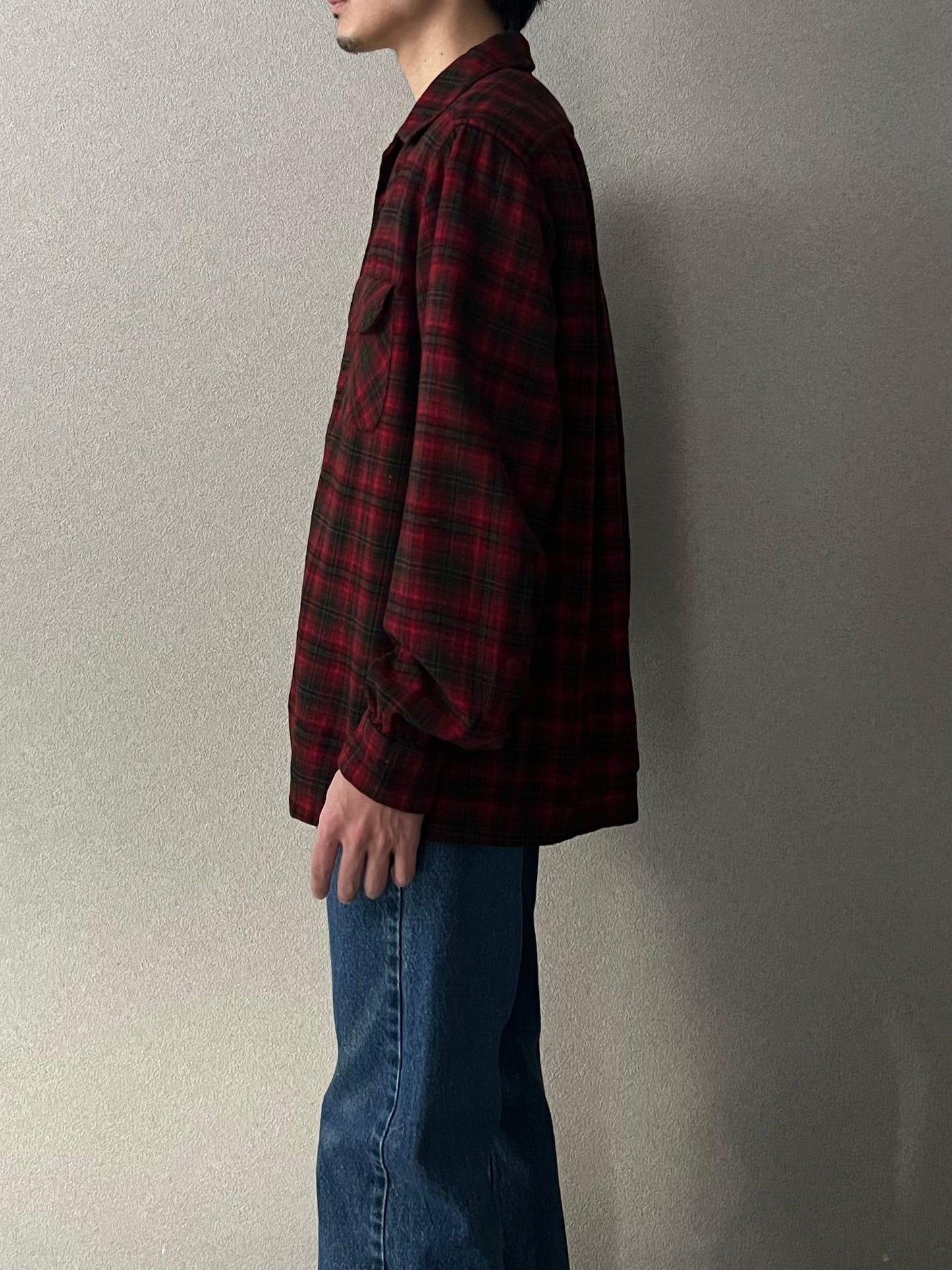 50's PENDLETON open collar wool shirt “Made in USA”