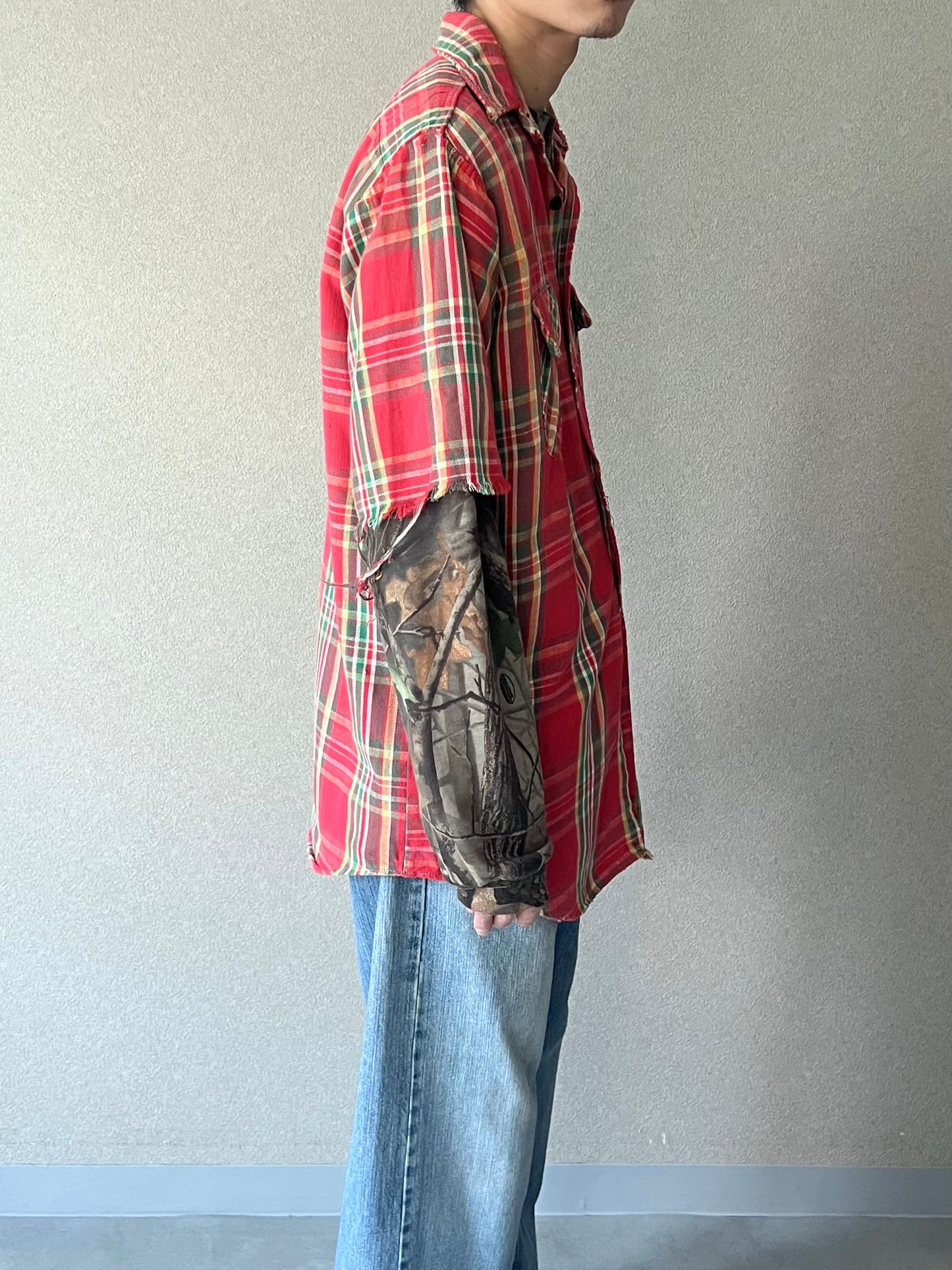 70's〜 UNKNOWN cutoff flannel shirt