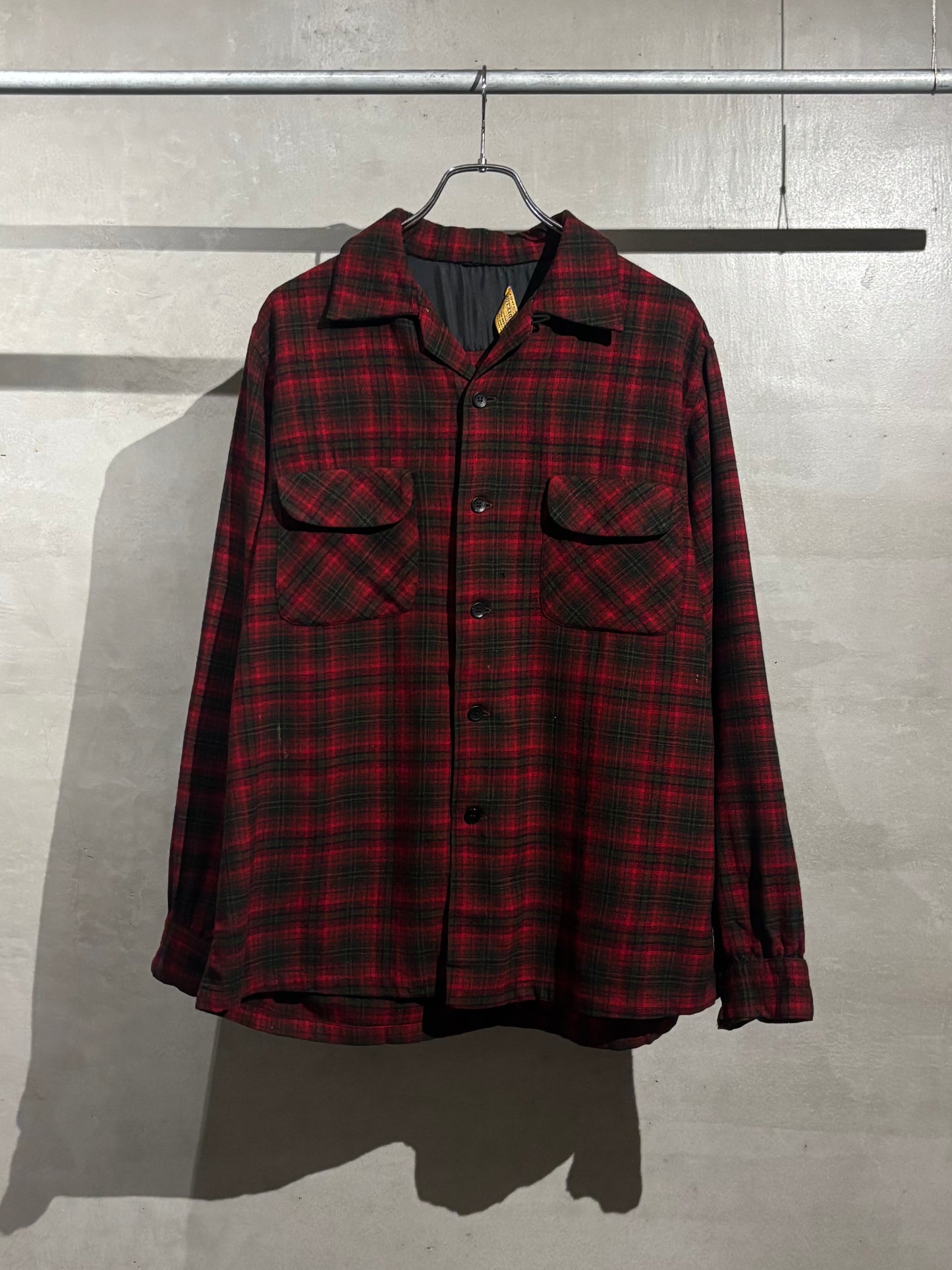 50's PENDLETON open collar wool shirt “Made in USA”