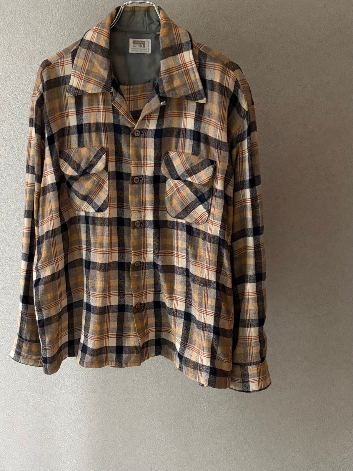 70's MONTGOMERY WARD open collar wool shirt