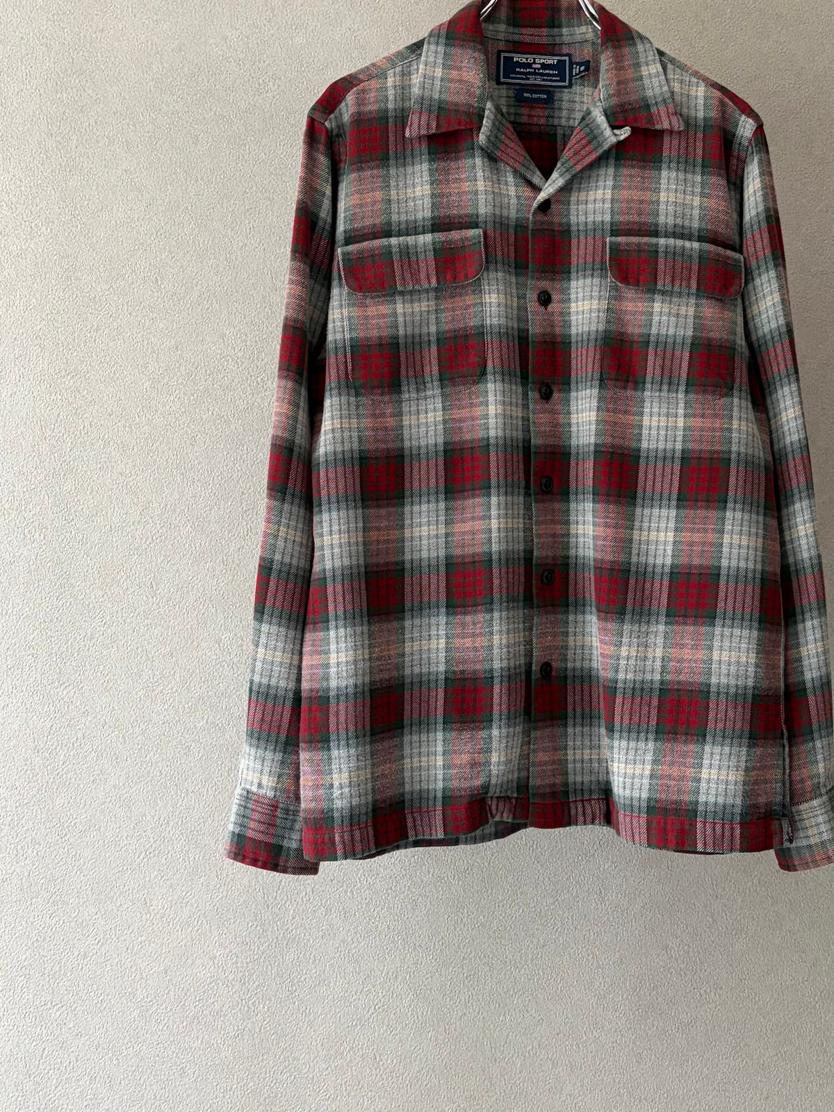 90's POLO SPORT open collar flannel shirt