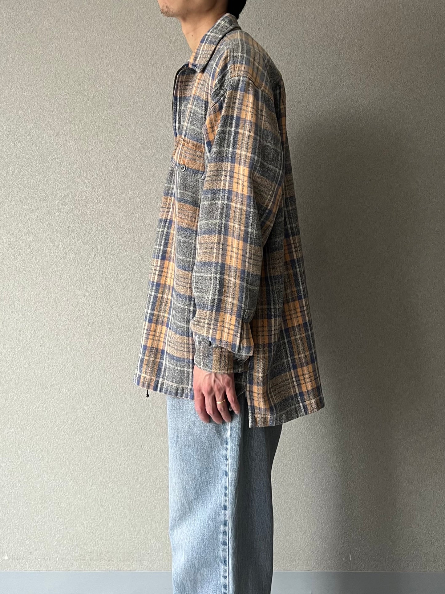 90's BUGLE BOY zip up flannel shirt