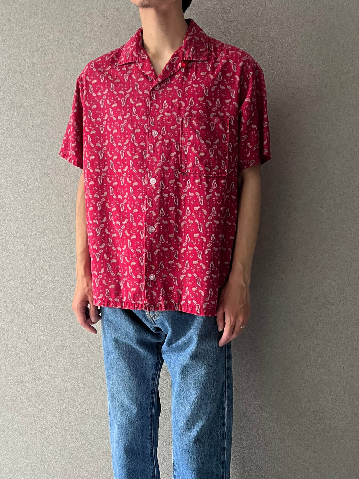 50's〜 VINTAGE open collar shirt “Made in USA”