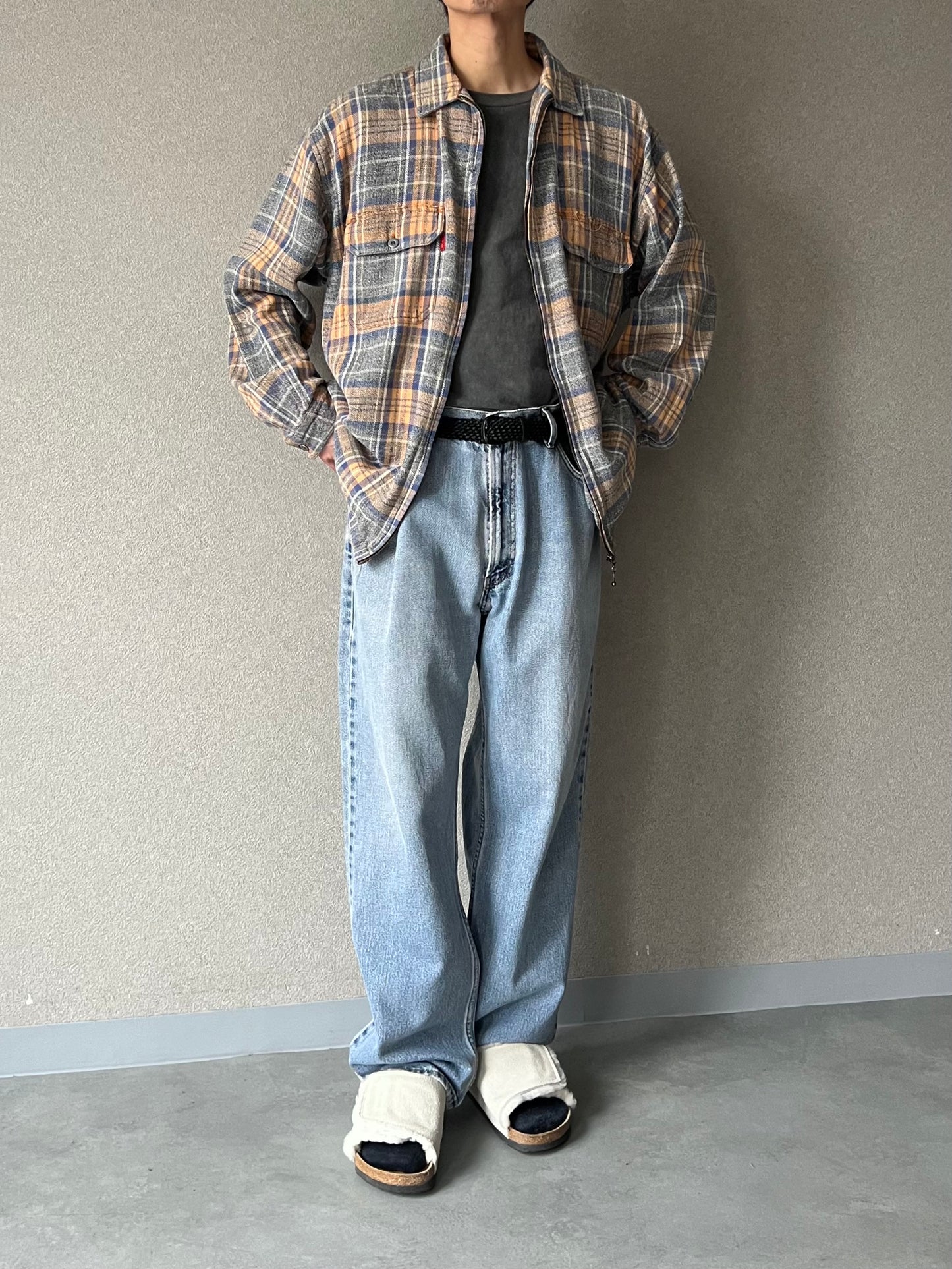 90's BUGLE BOY zip up flannel shirt