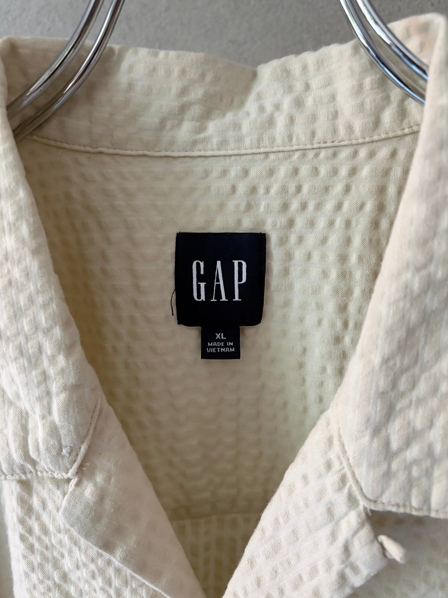 00's GAP seersucker open collar shirt