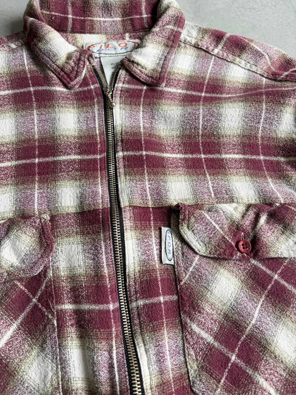 90's PILOT SPORT zip up flannel shirt