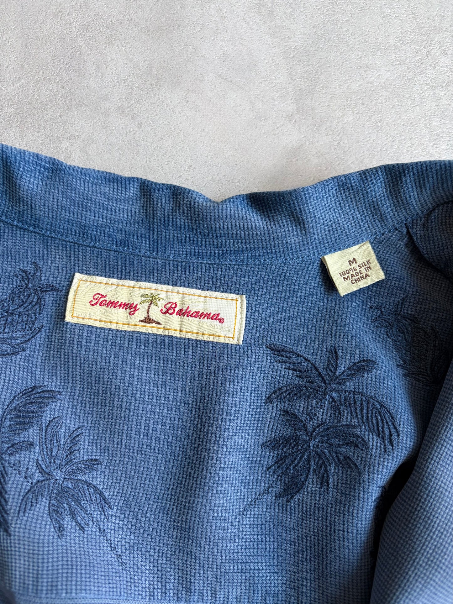 00's Tommy Bahama open collar silk shirt