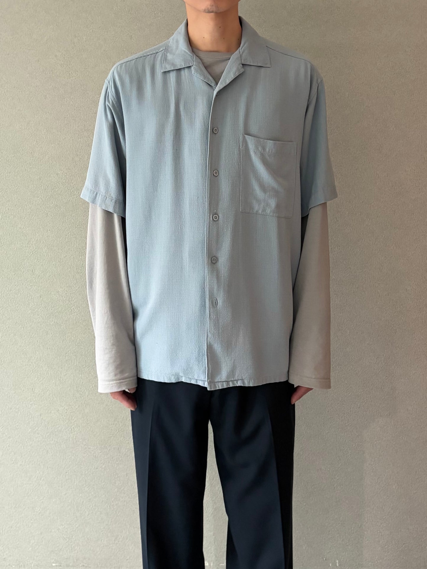 00's DENVER HAYES open collar silk shirt