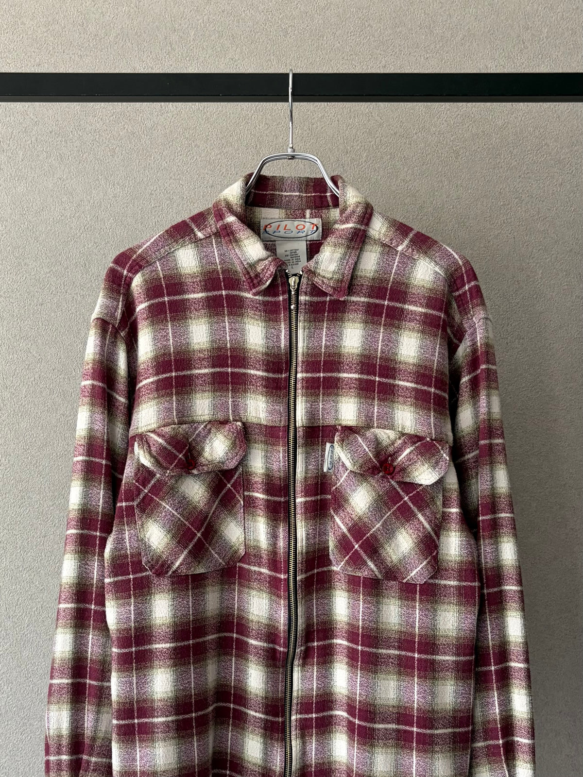 90's PILOT SPORT zip up flannel shirt