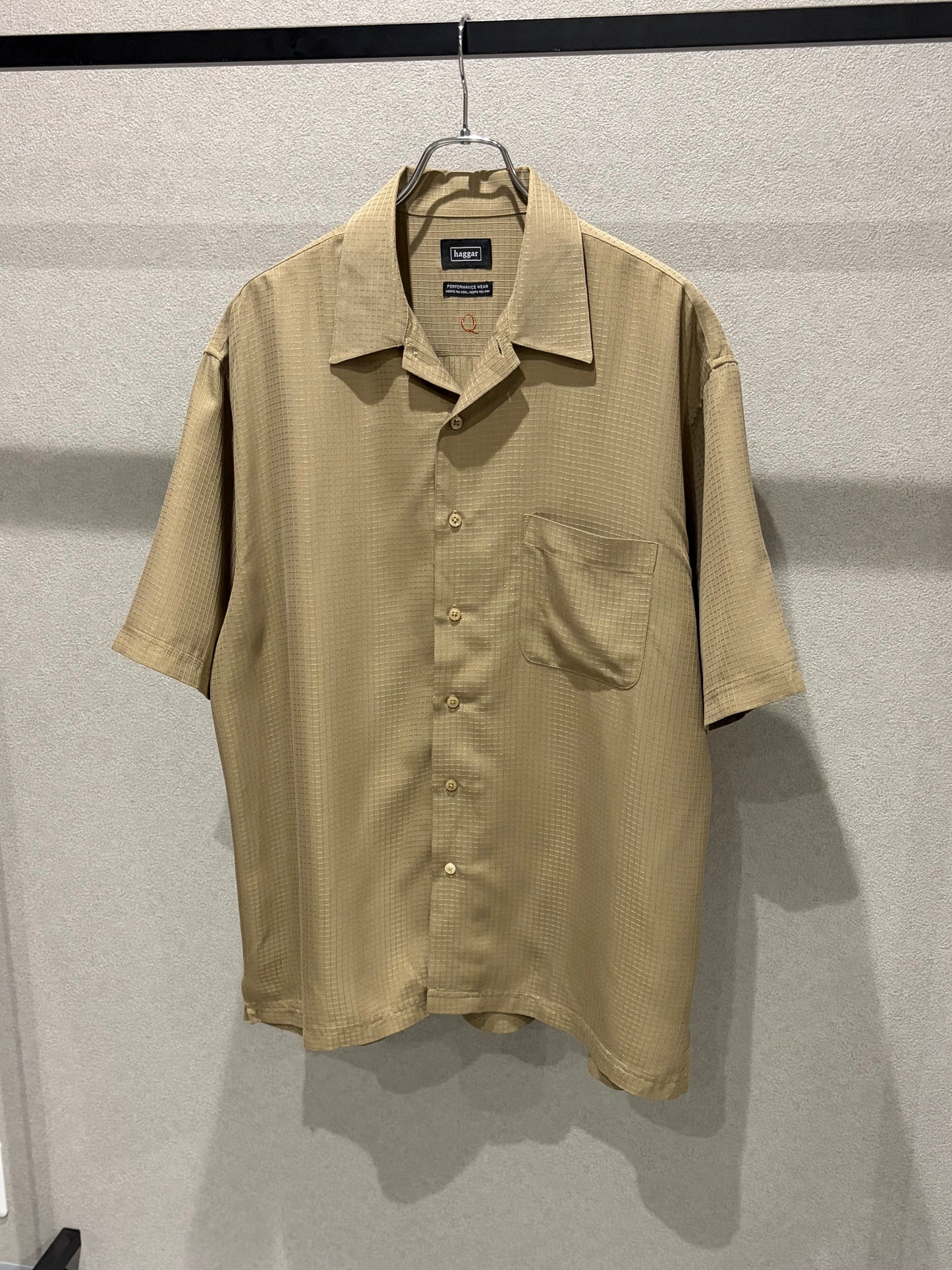 00's haggar S/S open collar shirt