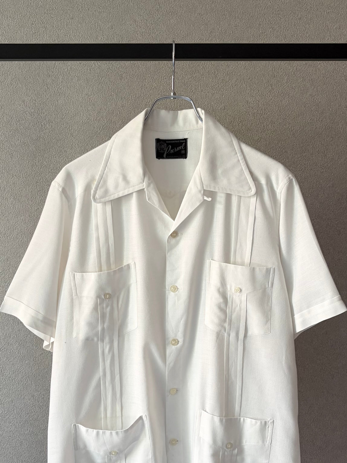 70's〜 Presuel open collar guayabera shirt