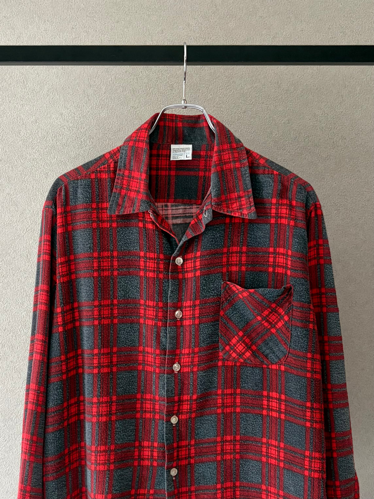 70's JC.Penney open collar flannel shirt