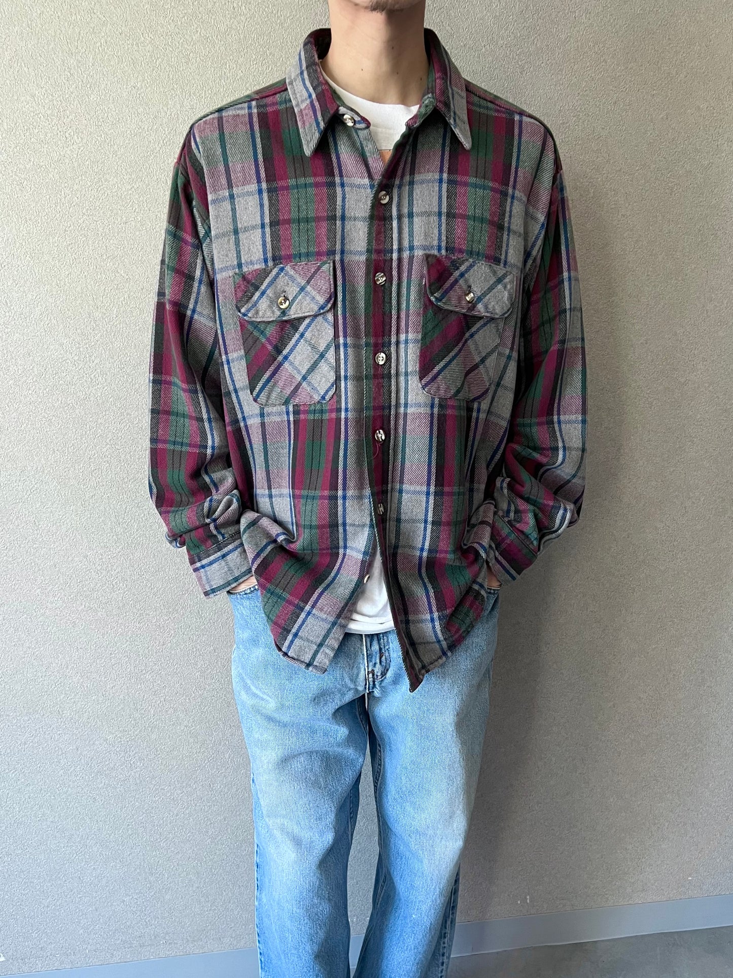 90's FIVE BROTHER flannel shirt