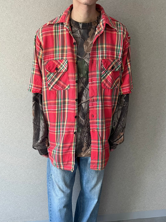 70's〜 UNKNOWN cutoff flannel shirt