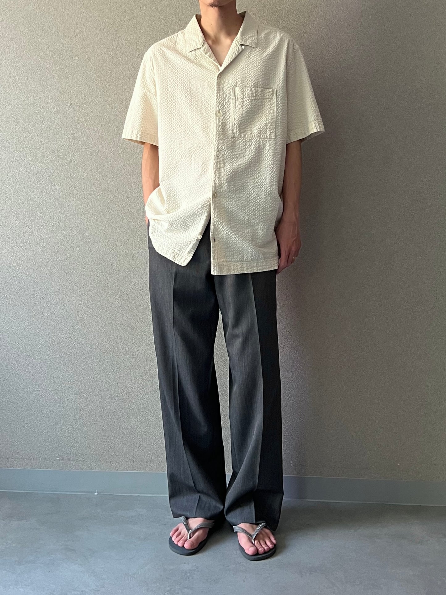 00's GAP seersucker open collar shirt