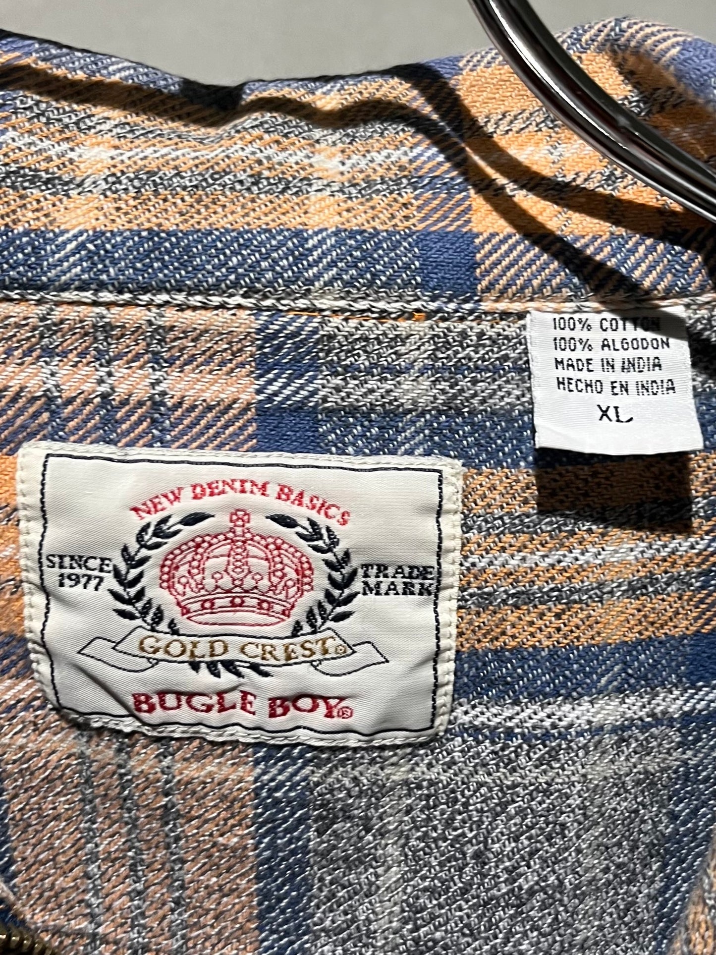90's BUGLE BOY zip up flannel shirt