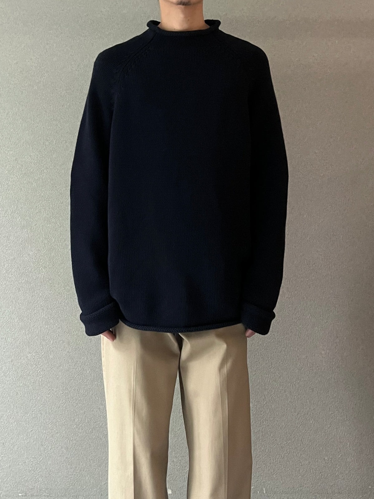 00's J.CREW roll neck cotton knit sweater