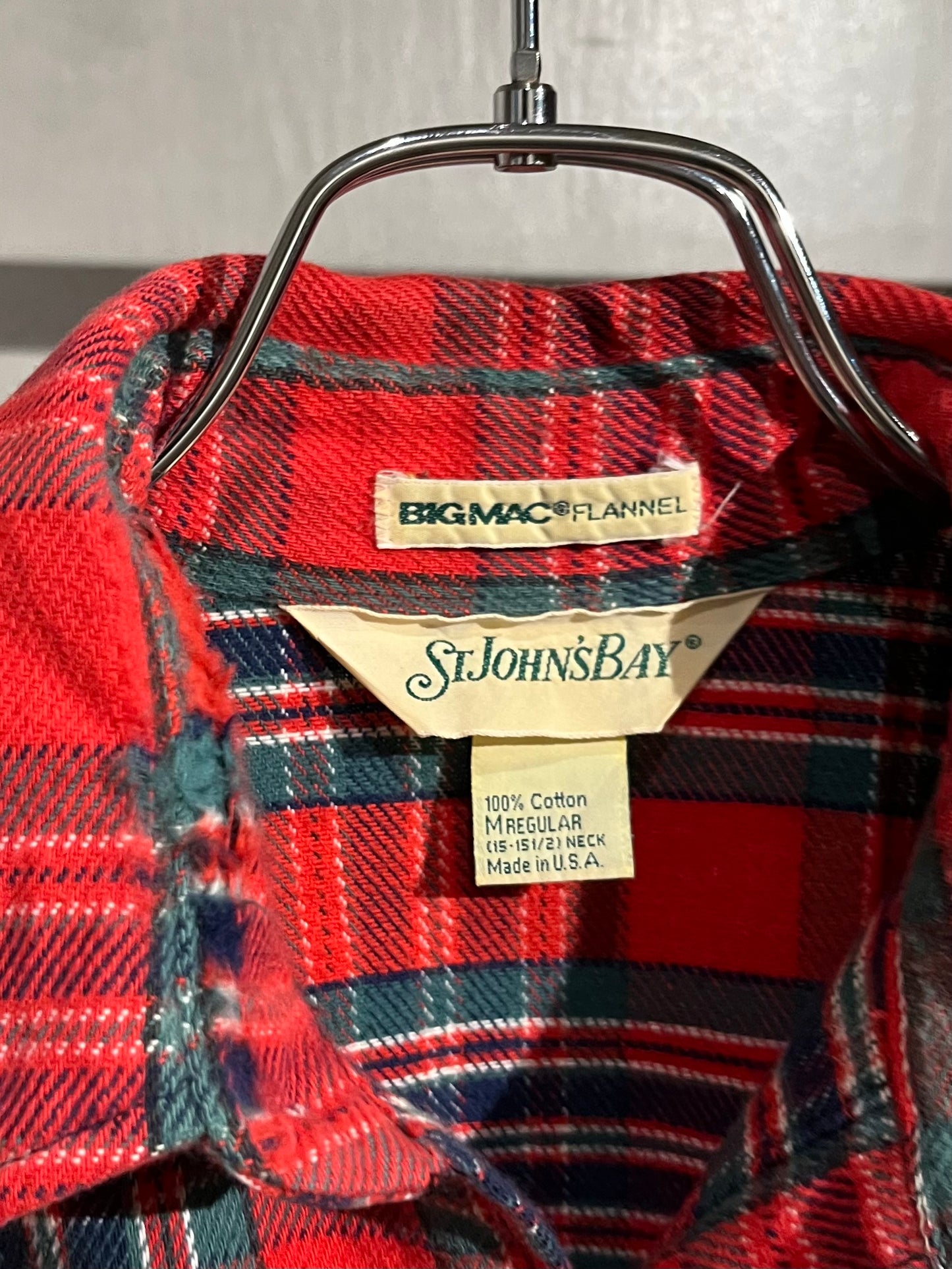 80's ST. JOHN'S BAY × BIG MAC flannel shirt “Made in USA”