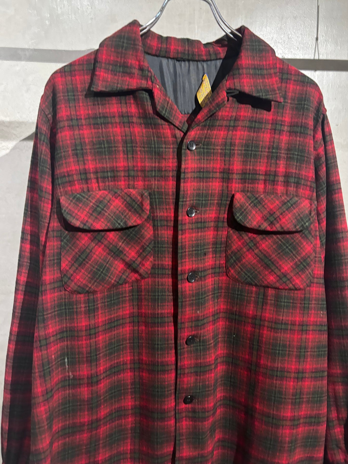 50's PENDLETON open collar wool shirt “Made in USA”