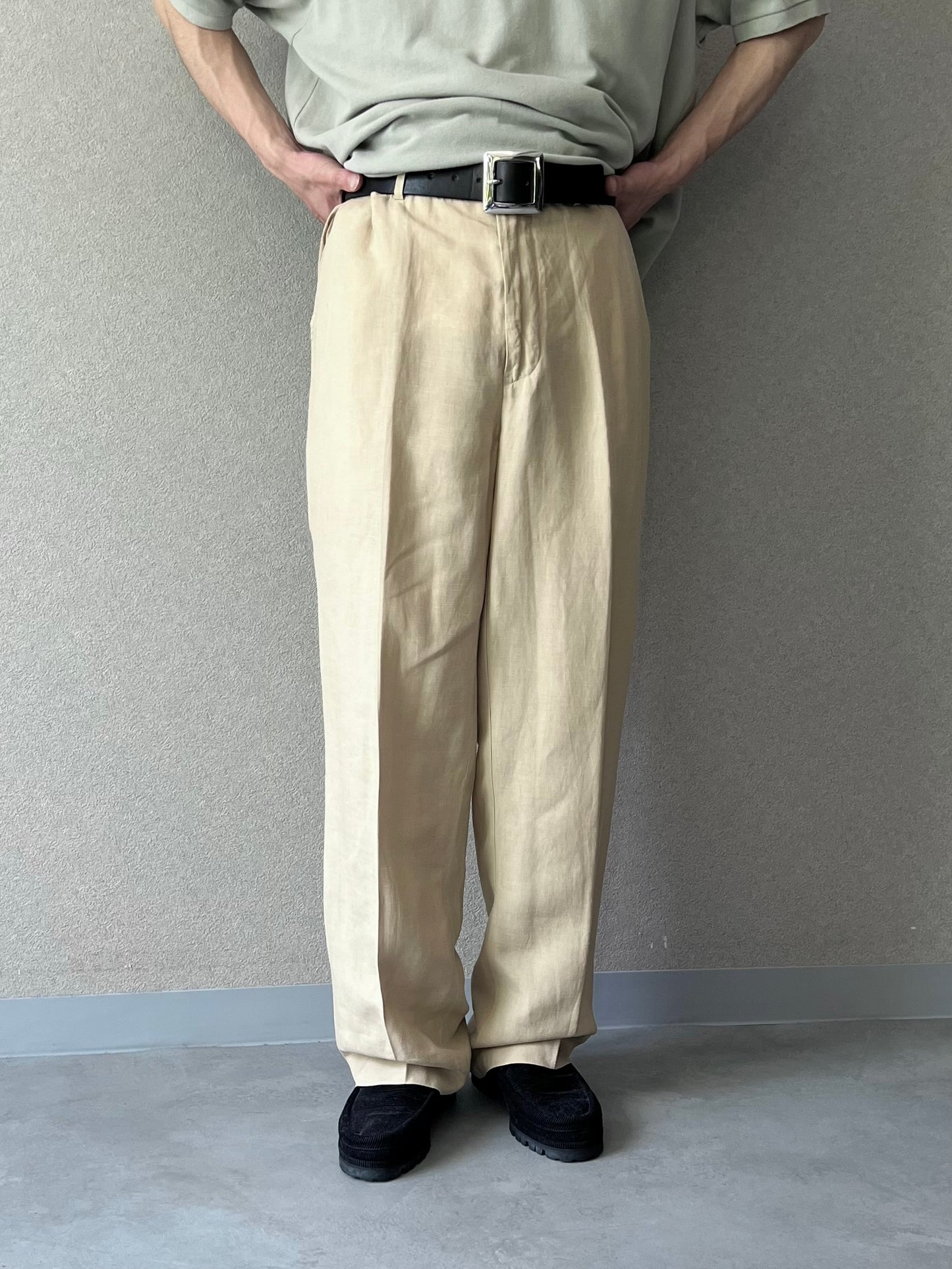 00's Polo Ralph Lauren linen × silk slacks