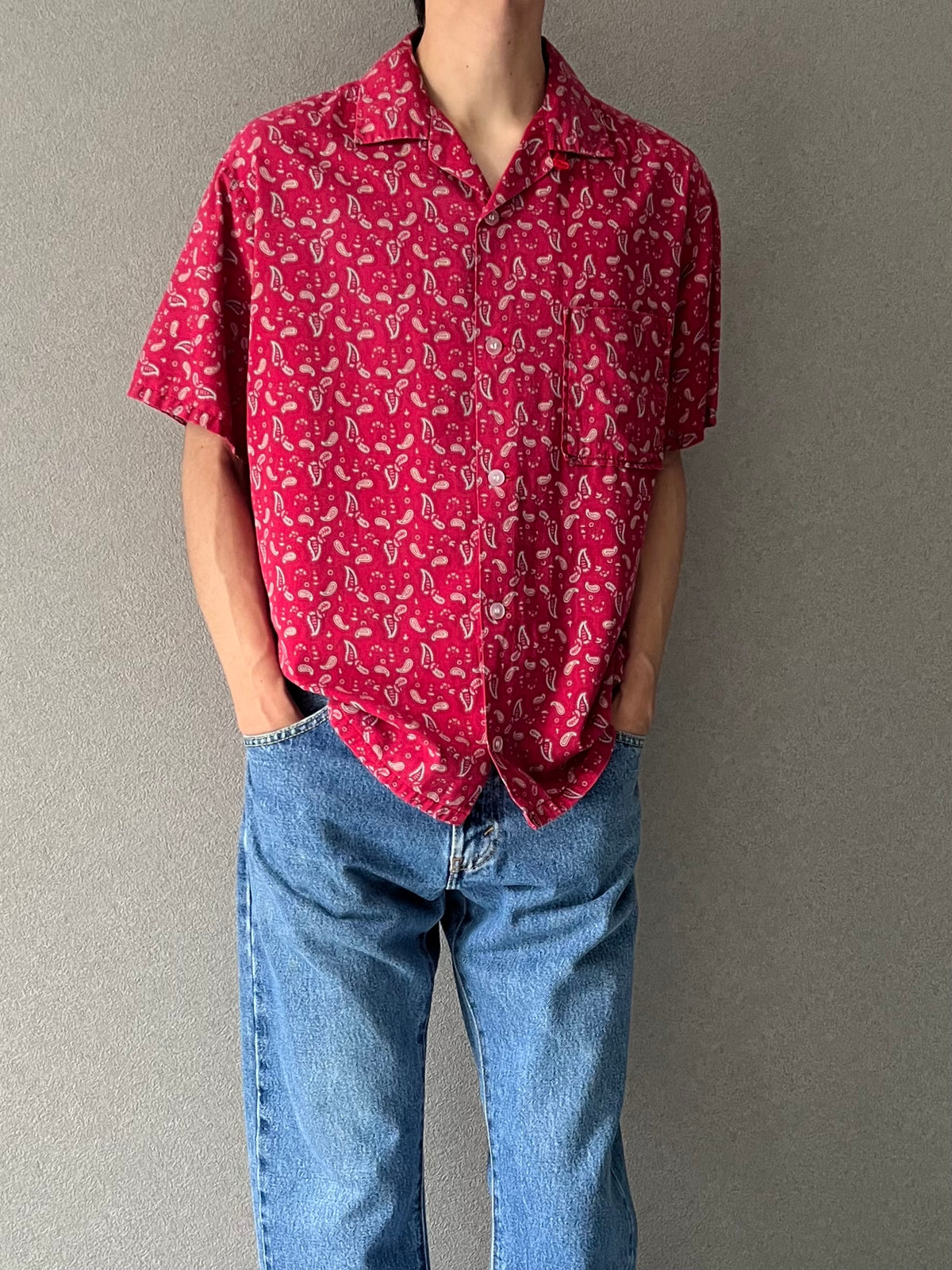 50's〜 VINTAGE open collar shirt “Made in USA”