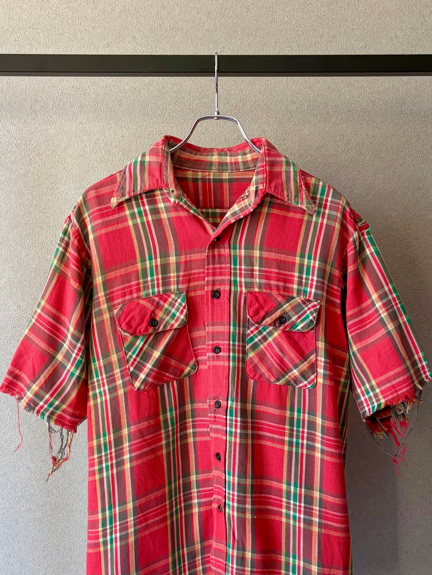 70's〜 UNKNOWN cutoff flannel shirt