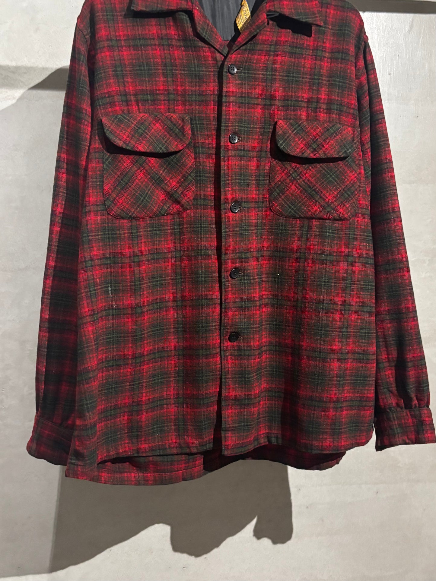 50's PENDLETON open collar wool shirt “Made in USA”