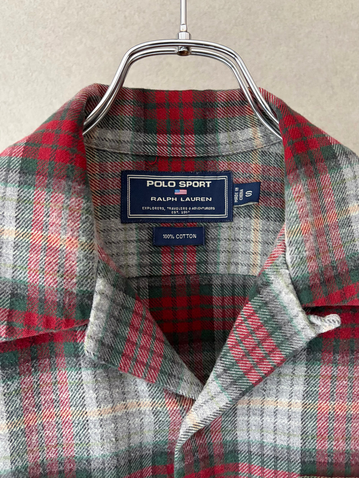 90's POLO SPORT open collar flannel shirt