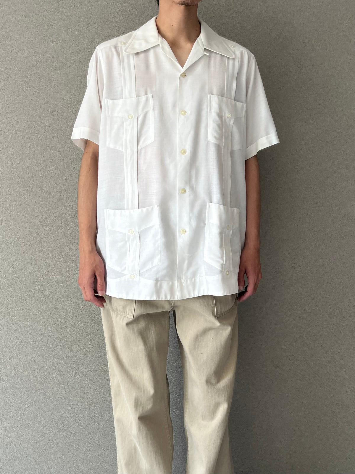 70's〜 Presuel open collar guayabera shirt