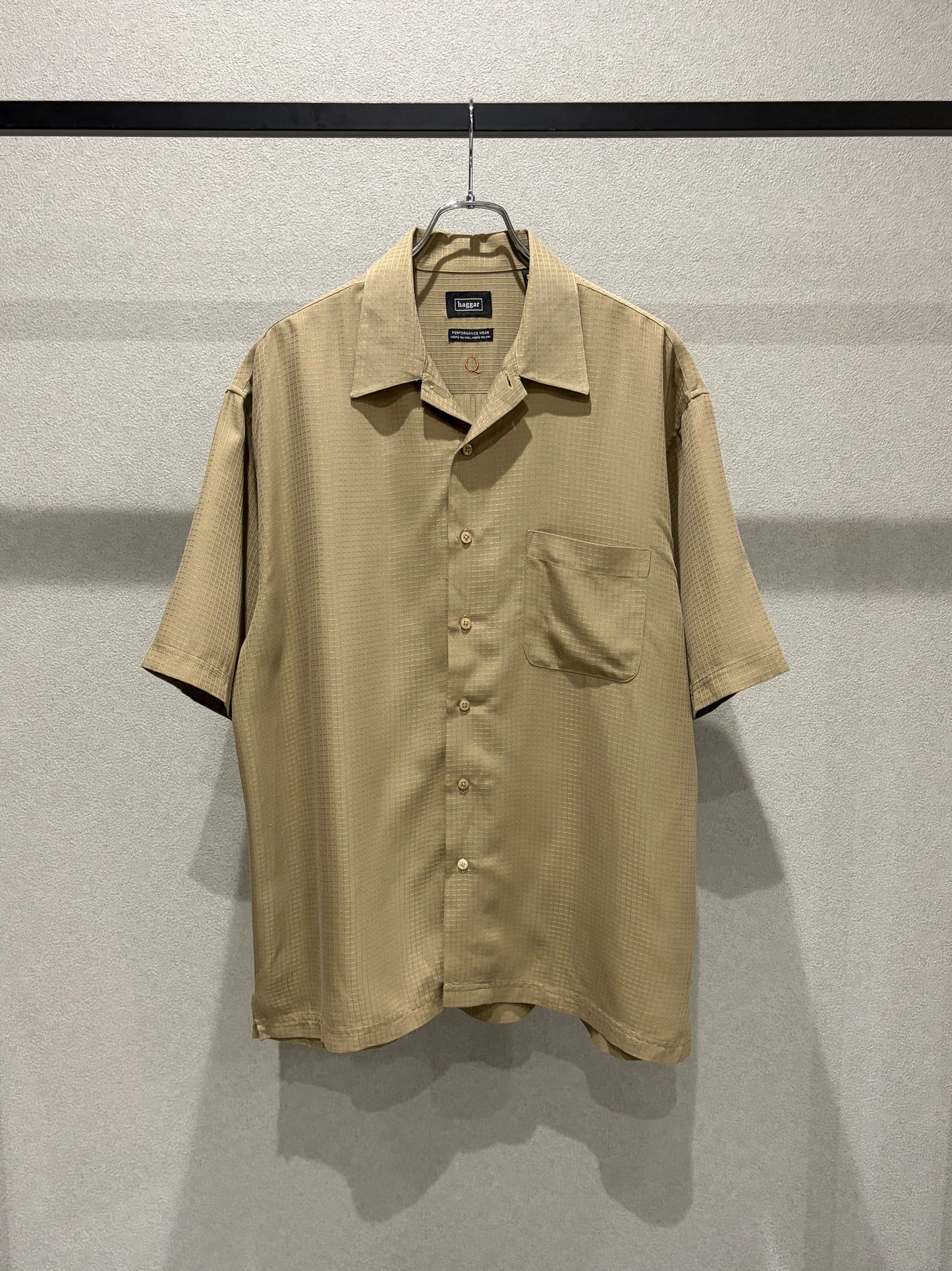 00's haggar S/S open collar shirt