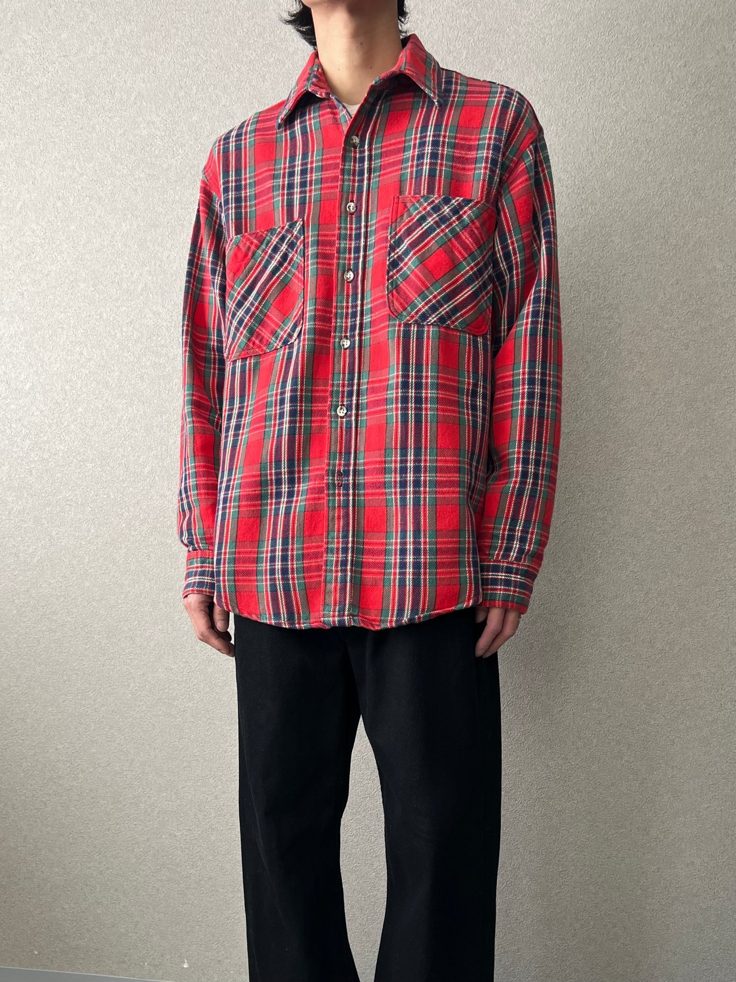 80's ST. JOHN'S BAY × BIG MAC flannel shirt “Made in USA”