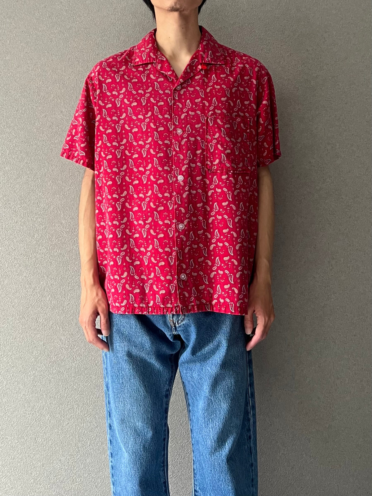 50's〜 VINTAGE open collar shirt “Made in USA”