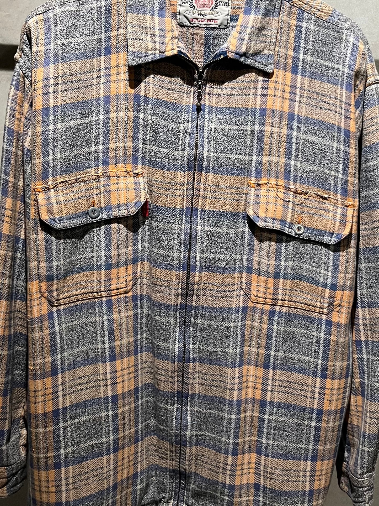 90's BUGLE BOY zip up flannel shirt