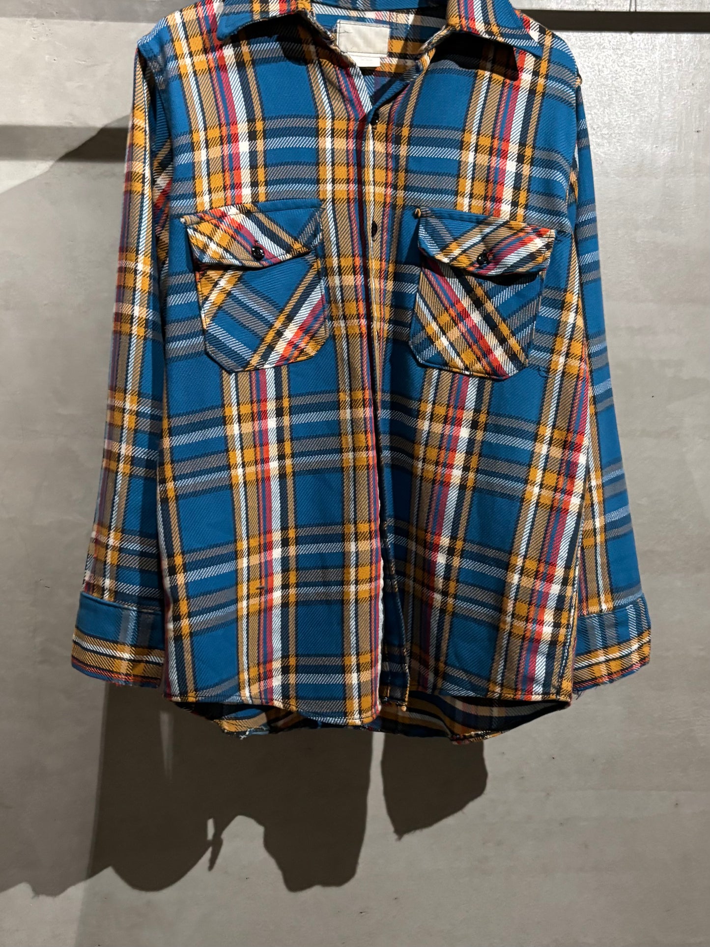 70's〜 UNKNOWN open collar  flannel shirt