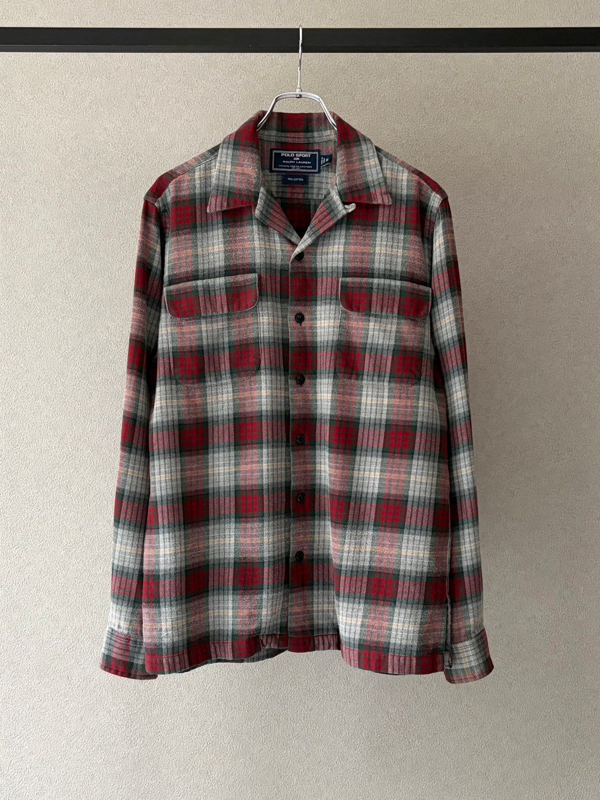 90's POLO SPORT open collar flannel shirt