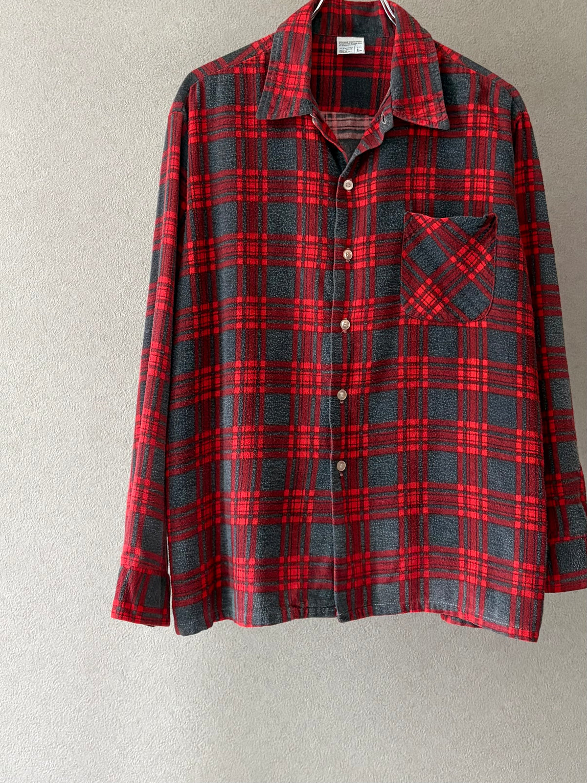 70's JC.Penney open collar flannel shirt