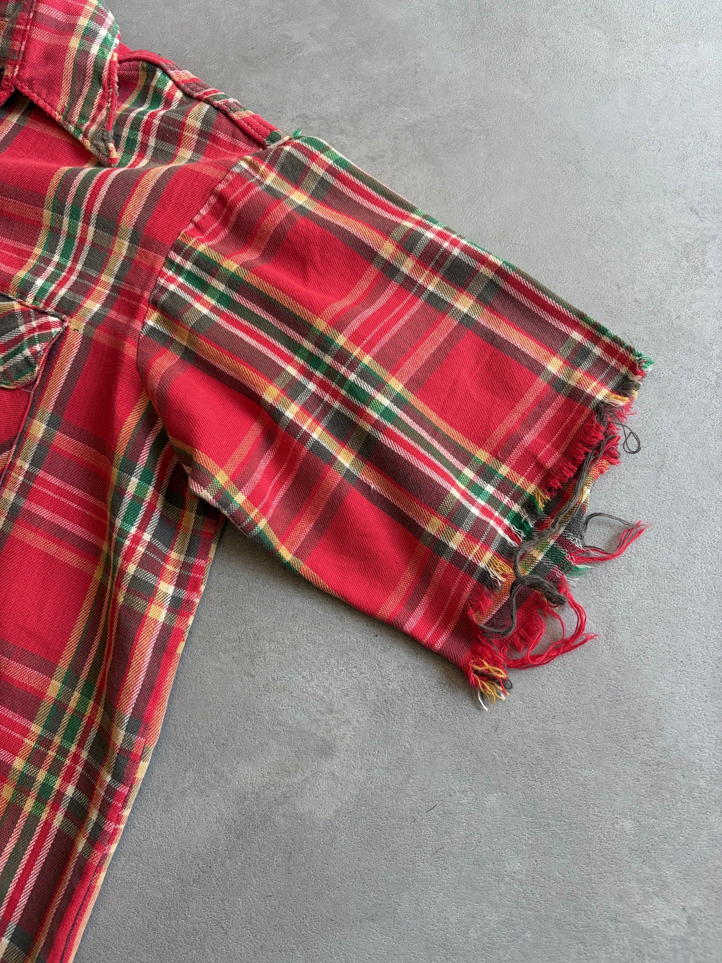 70's〜 UNKNOWN cutoff flannel shirt