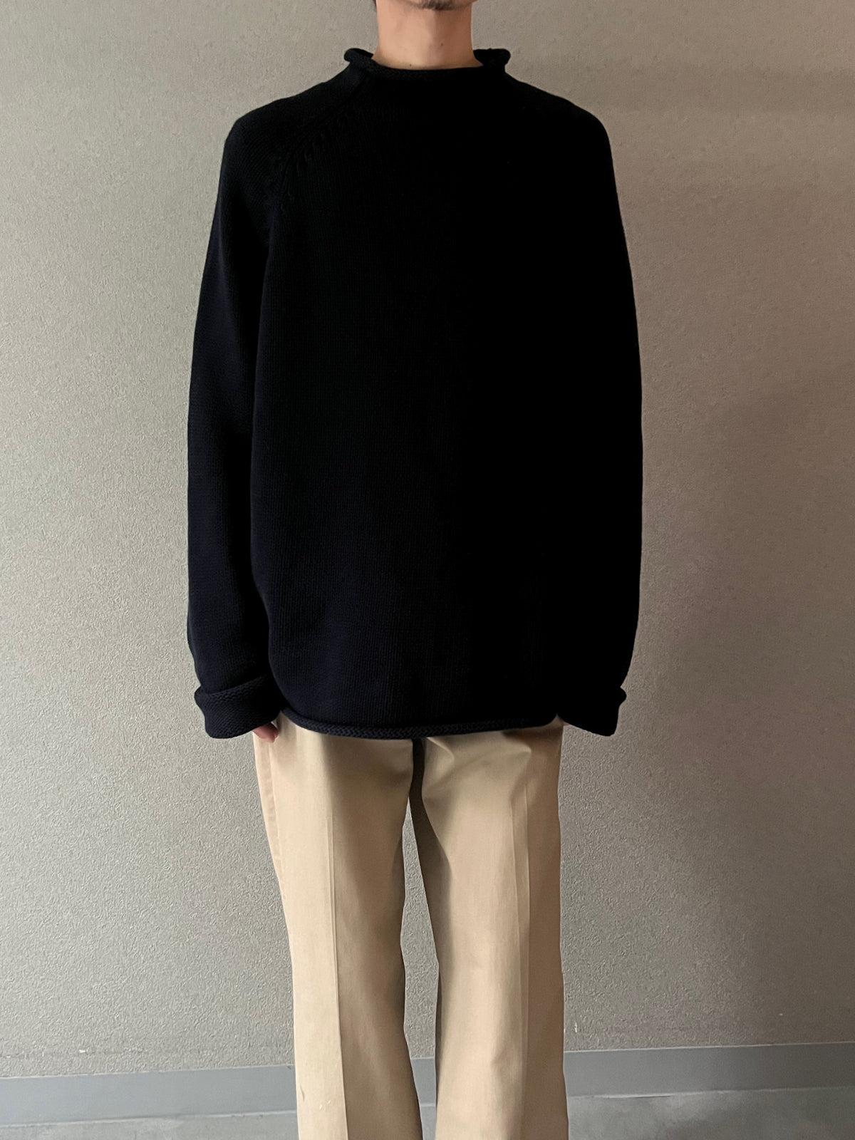 00's J.CREW roll neck cotton knit sweater