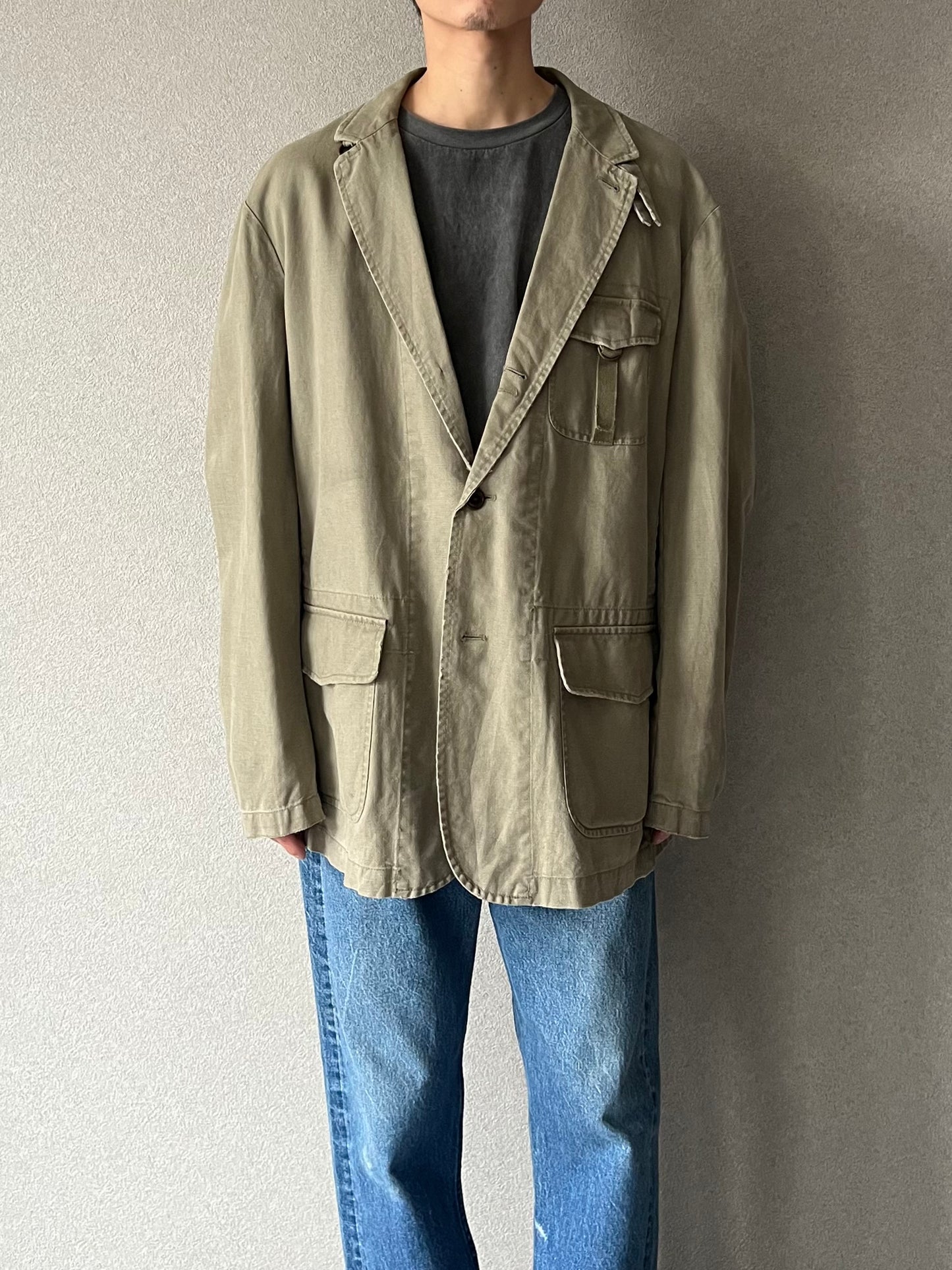 90's Polo Ralph Lauren cotton × linen tailored jacket
