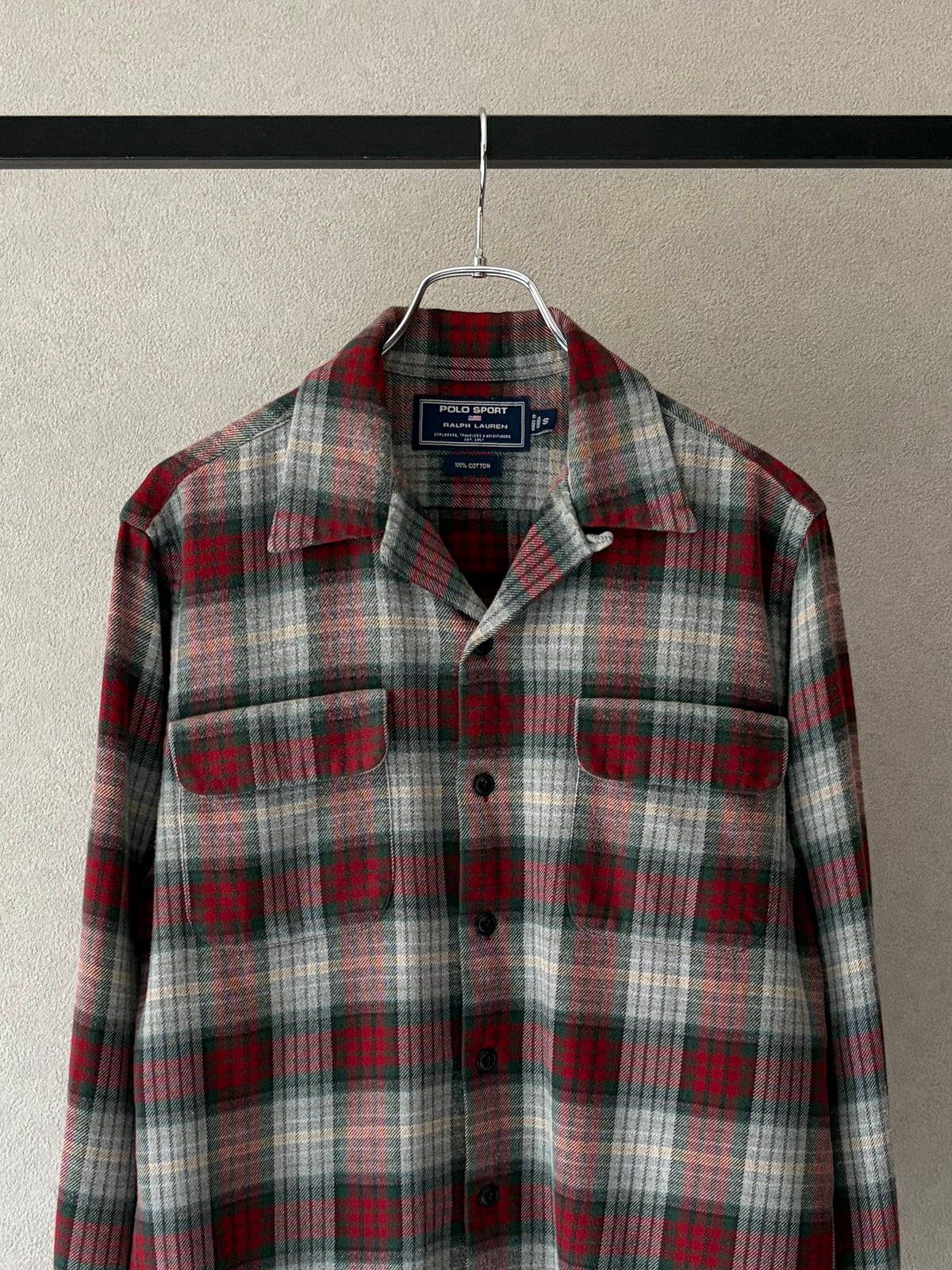 90's POLO SPORT open collar flannel shirt