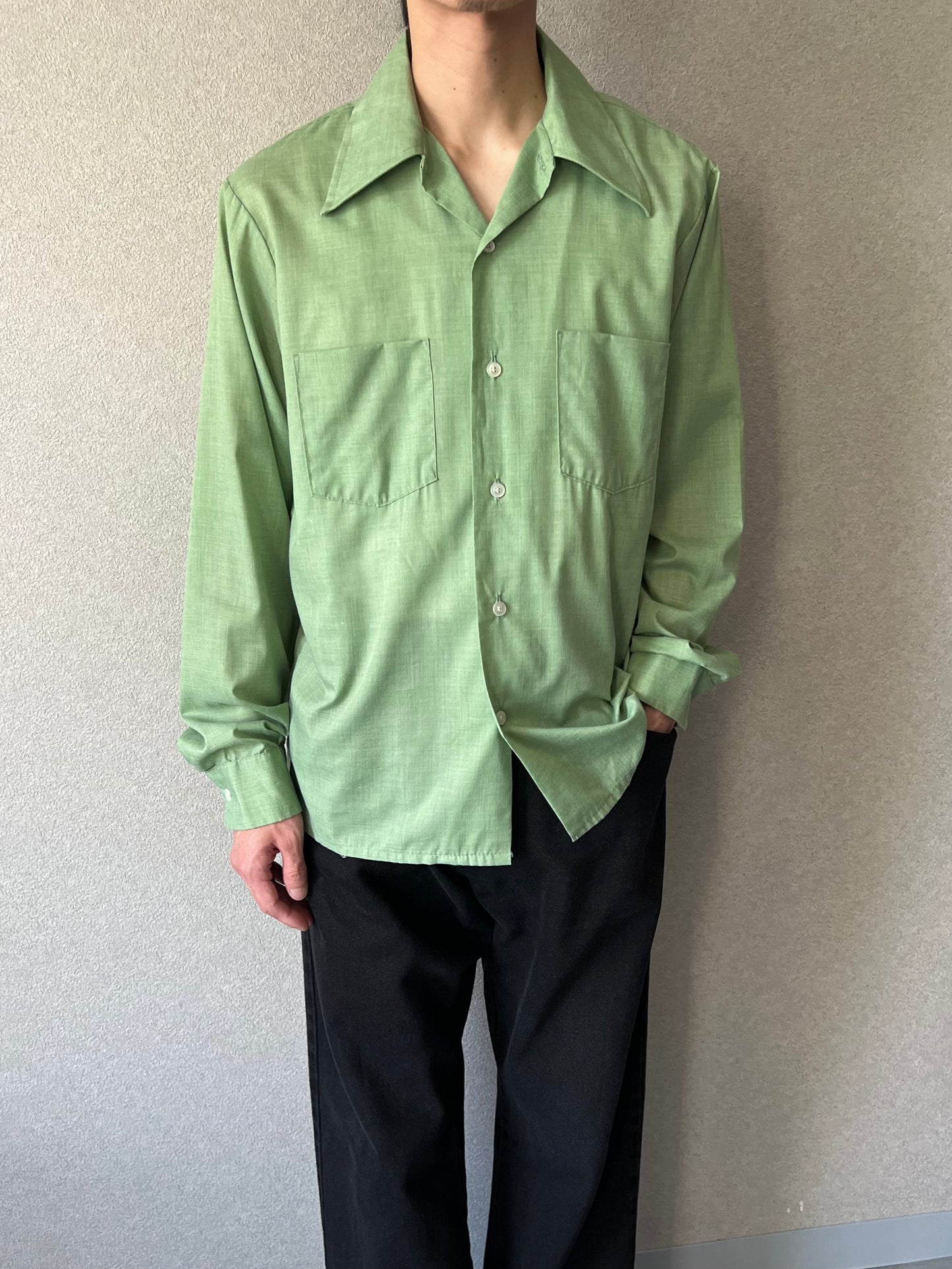 60's〜 Golden Key open collar shirt