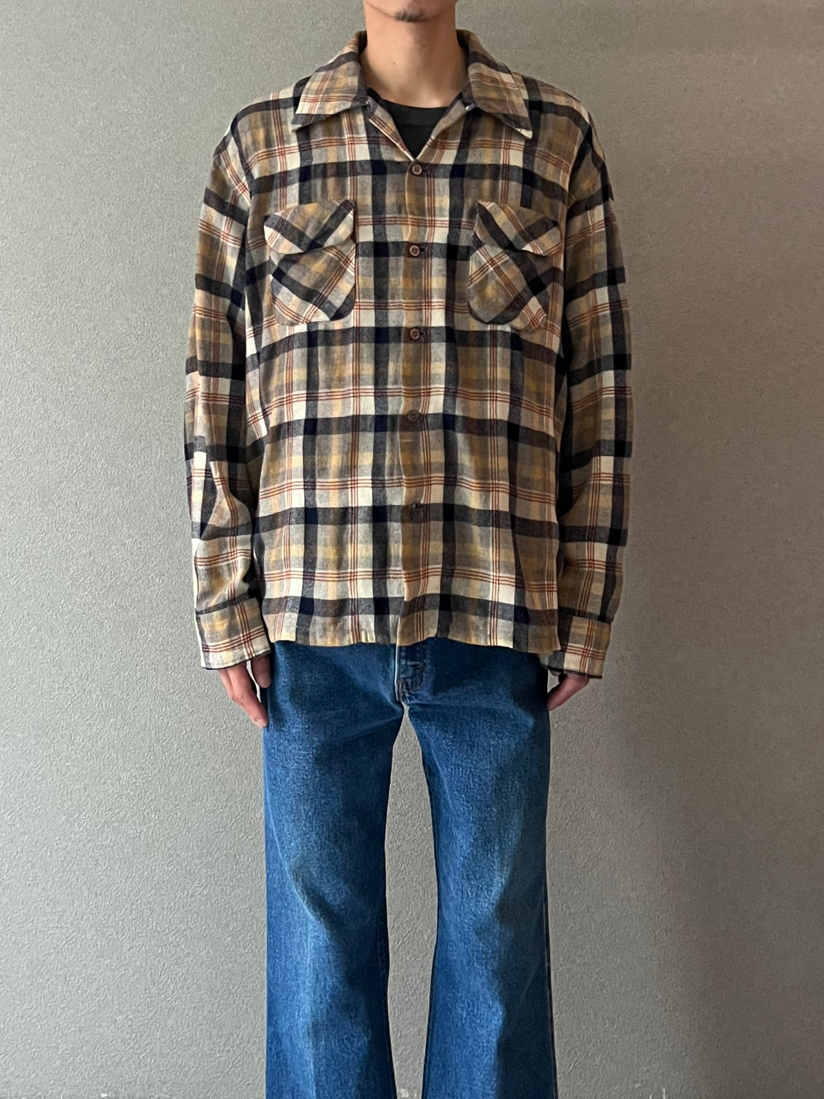 70's MONTGOMERY WARD open collar wool shirt