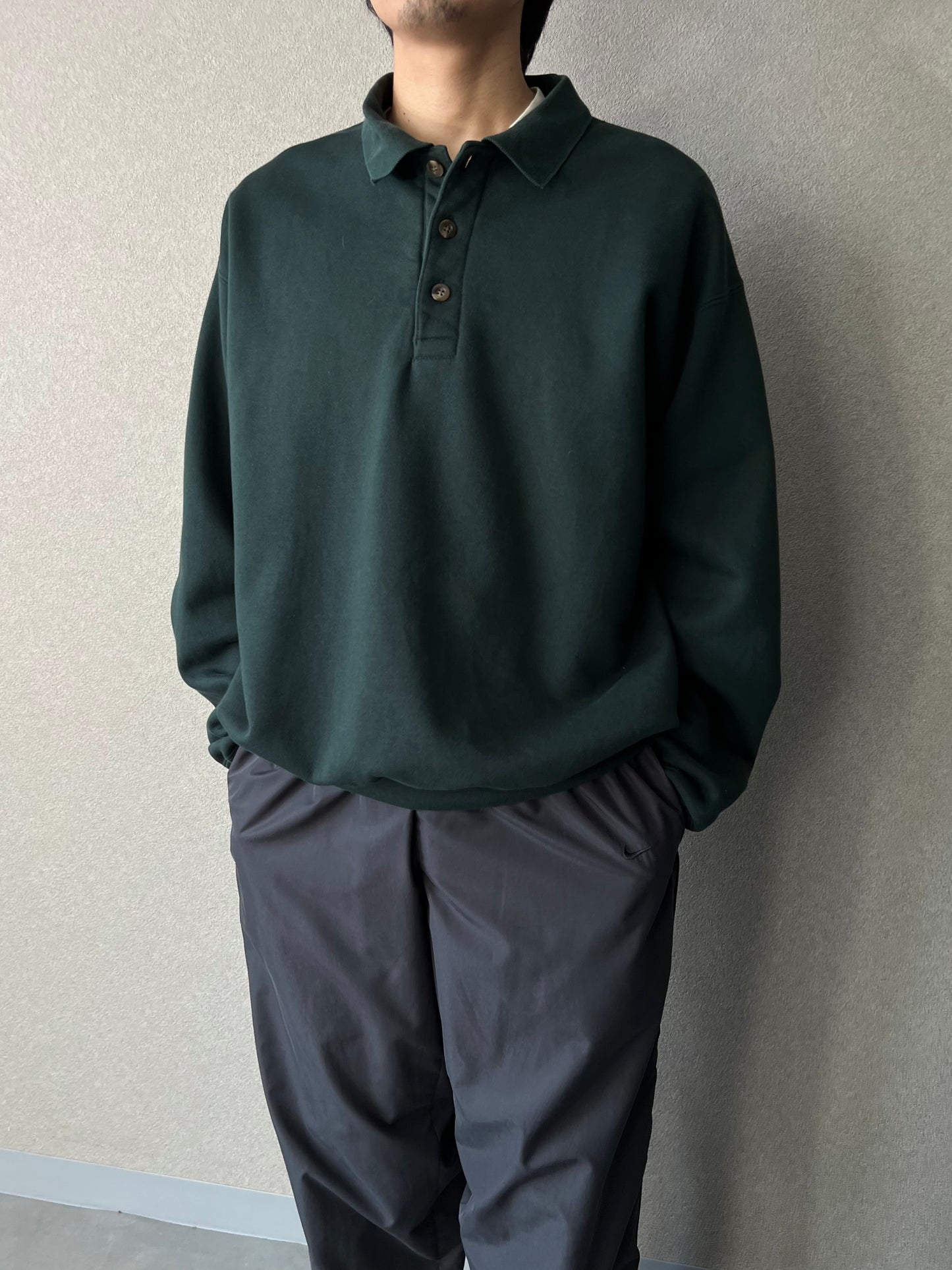 90's LANDS' END sweat polo shirt “Made in USA”