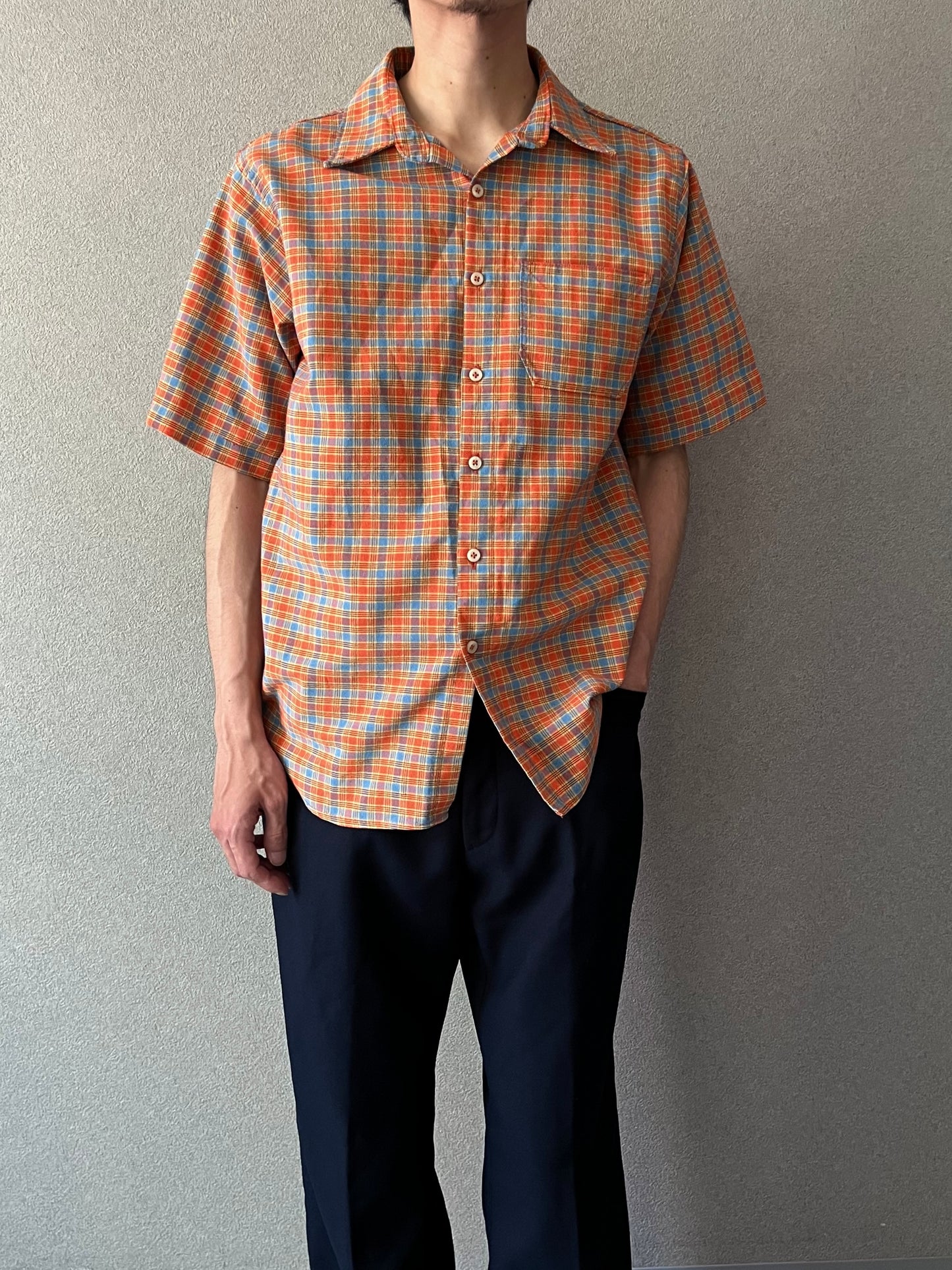 70's〜 UNKNOWN open collar shirt