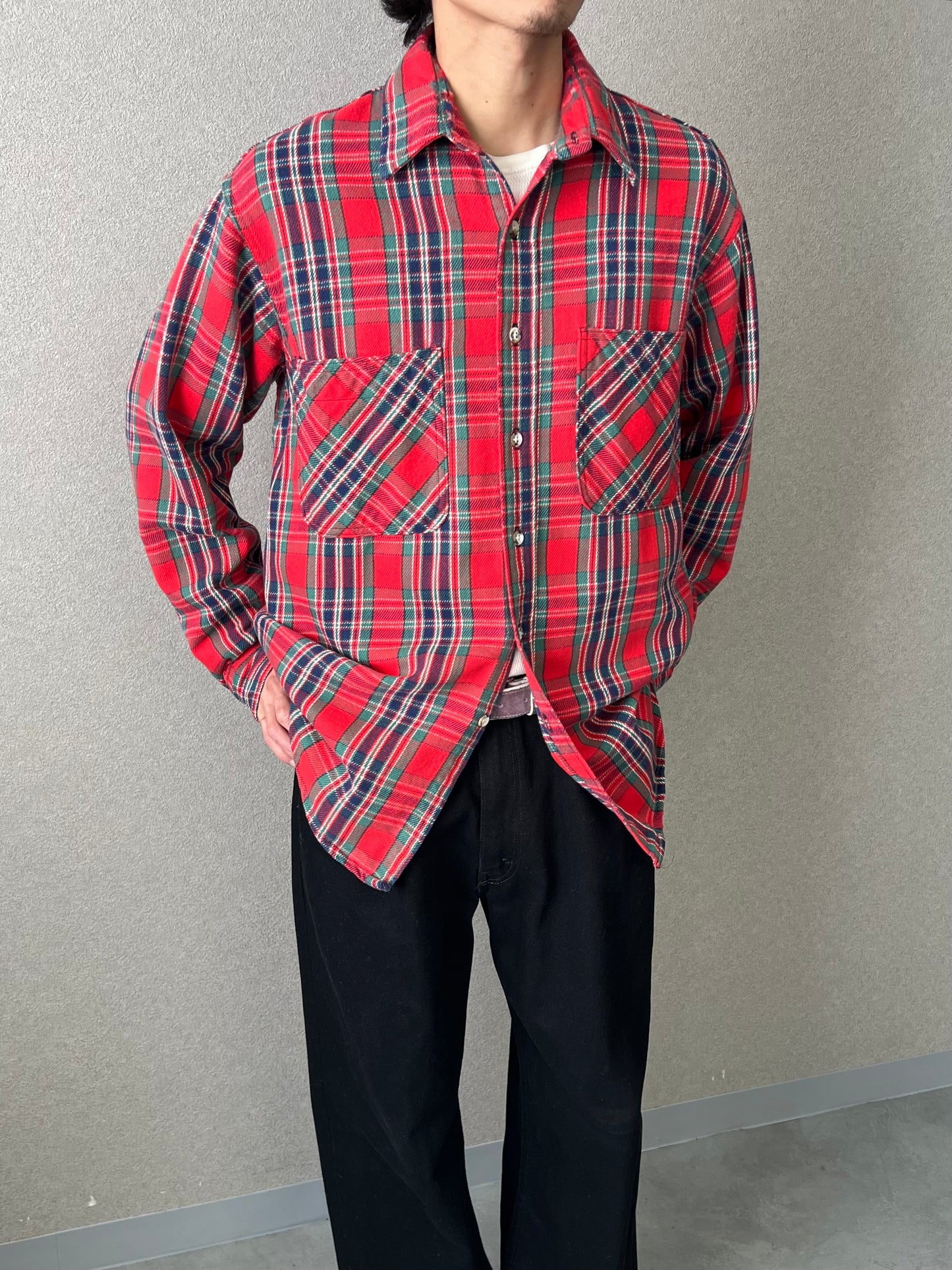 80's ST. JOHN'S BAY × BIG MAC flannel shirt “Made in USA”