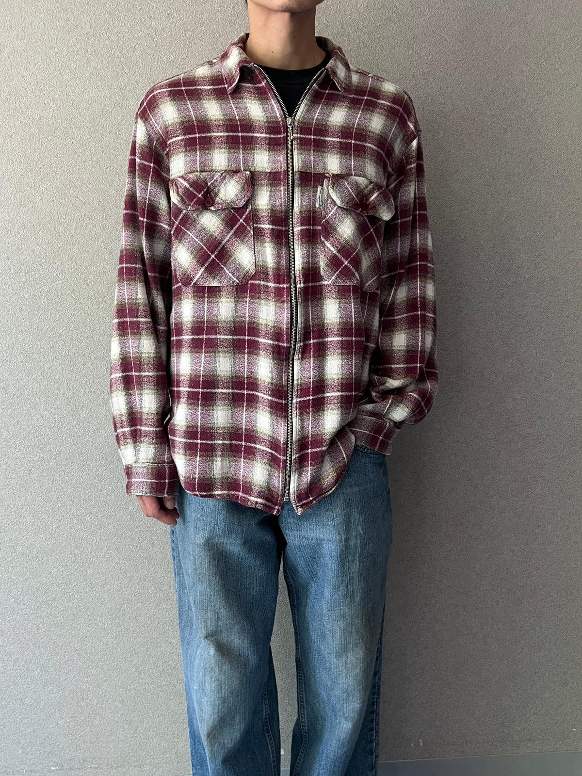 90's PILOT SPORT zip up flannel shirt